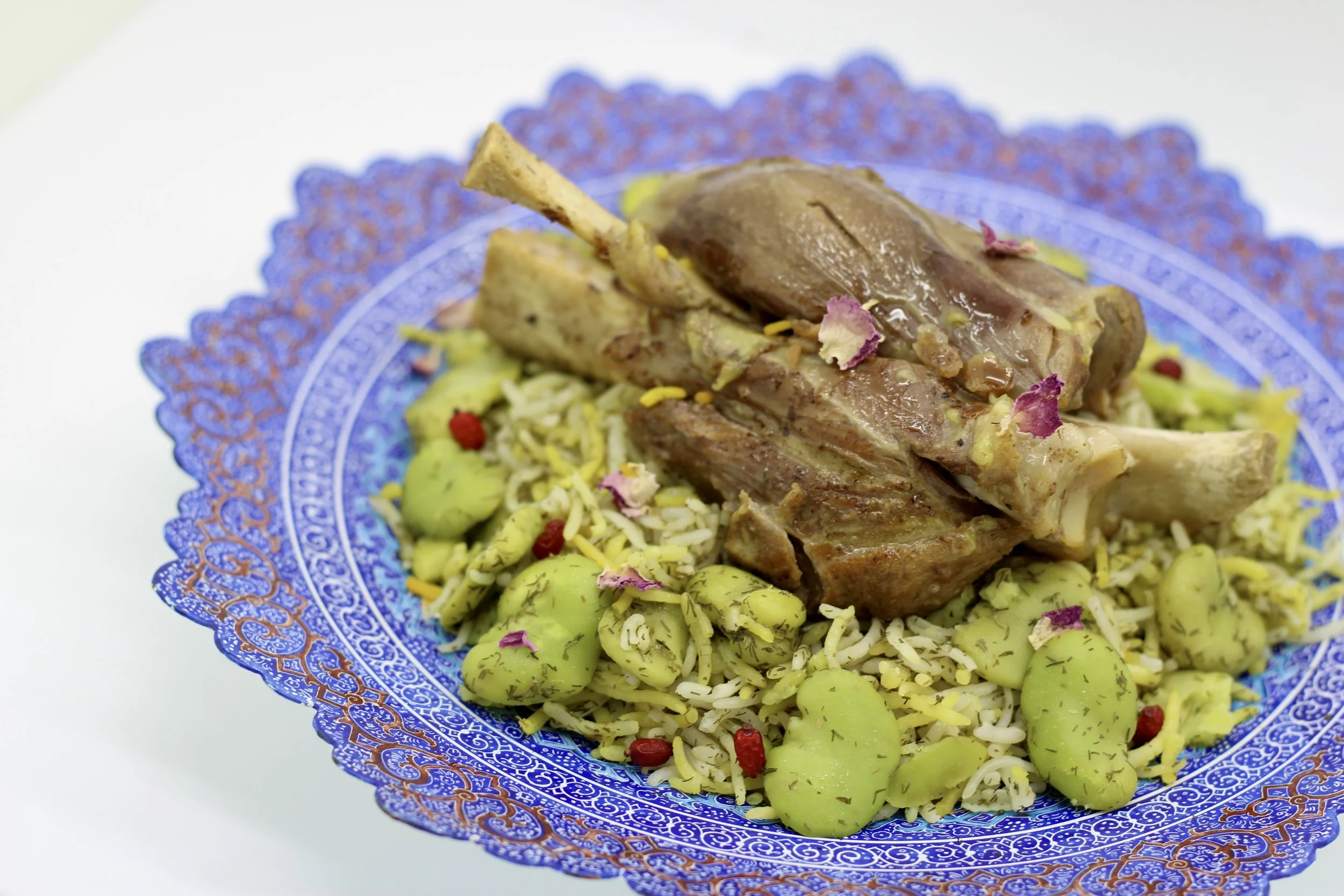 Braised Lamb Shank with Dill Rice and Fava Beans